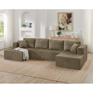 English Elm Yl247-2S-Bwn Reversible Modular Sectional Terrycloth Upholstered Contemporary Lounge Sofa W487P338519