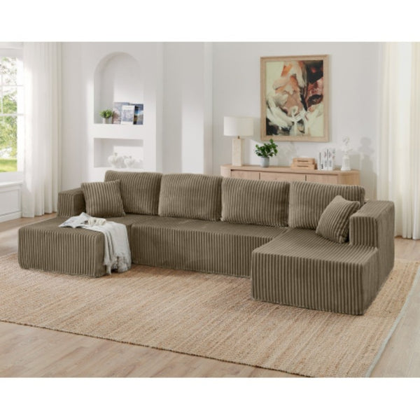 English Elm Yl247-2S-Bwn Reversible Modular Sectional Terrycloth Upholstered Contemporary Lounge Sofa W487P338519