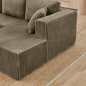 English Elm Yl247-2S-Bwn Reversible Modular Sectional Terrycloth Upholstered Contemporary Lounge Sofa W487P338519
