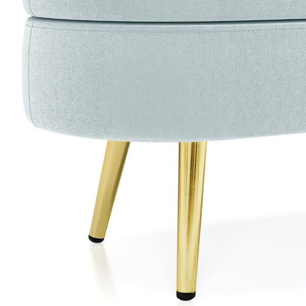 English Elm Ottoman Oval Flannel Storage Bench with Metal Legs for Bedroom or Living Room W487P438629