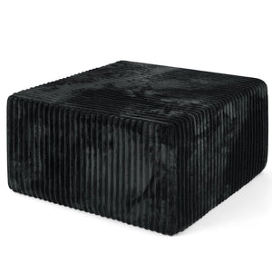 English Elm Square Corduroy Modular Ottoman Cube Ribbed Upholstered Footrest for Living Rooms Black W487P496382