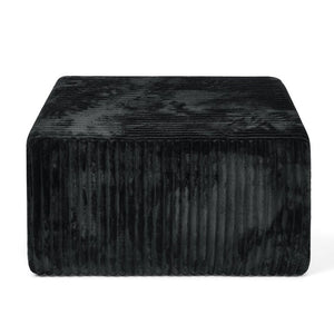 English Elm Square Corduroy Modular Ottoman Cube Ribbed Upholstered Footrest for Living Rooms Black W487P496382