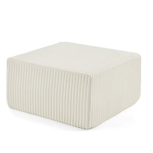 English Elm Square Corduroy Modular Ottoman Cube Ribbed Upholstered Footrest for Living Rooms Beige W487P496383