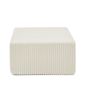 English Elm Square Corduroy Modular Ottoman Cube Ribbed Upholstered Footrest for Living Rooms Beige W487P496383
