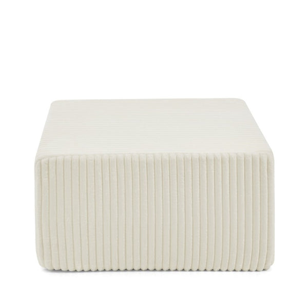 English Elm Square Corduroy Modular Ottoman Cube Ribbed Upholstered Footrest for Living Rooms Beige W487P496383