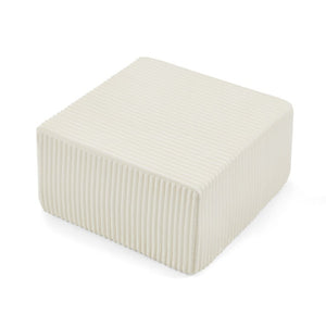 English Elm Square Corduroy Modular Ottoman Cube Ribbed Upholstered Footrest for Living Rooms Beige W487P496383