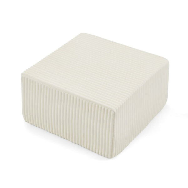 English Elm Square Corduroy Modular Ottoman Cube Ribbed Upholstered Footrest for Living Rooms Beige W487P496383