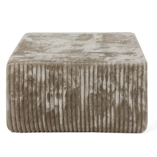 English Elm Square Corduroy Modular Ottoman Cube Ribbed Upholstered Footrest for Living Rooms Brown W487P496384