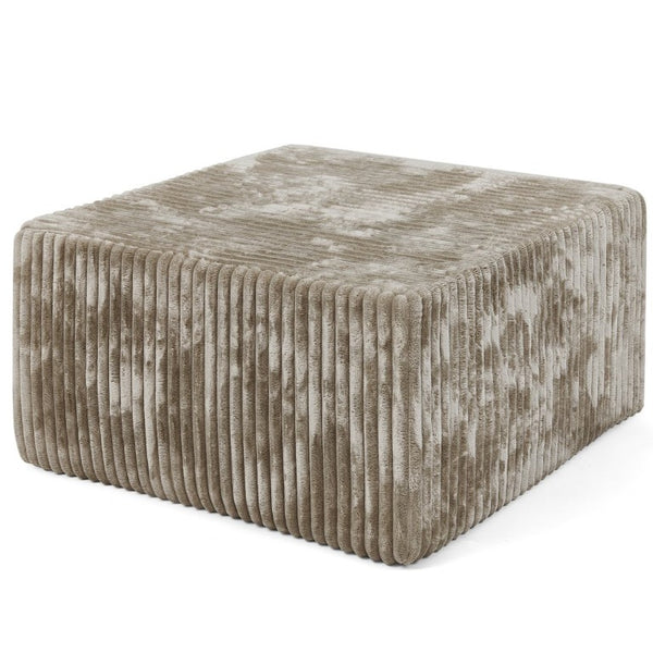 English Elm Square Corduroy Modular Ottoman Cube Ribbed Upholstered Footrest for Living Rooms Brown W487P496384
