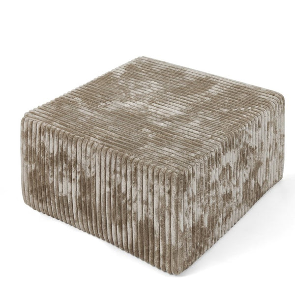 English Elm Square Corduroy Modular Ottoman Cube Ribbed Upholstered Footrest for Living Rooms Brown W487P496384