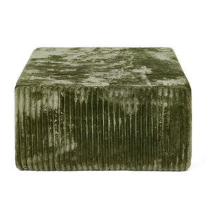 English Elm Square Corduroy Modular Ottoman Cube Ribbed Upholstered Footrest for Living Rooms Green W487P496385