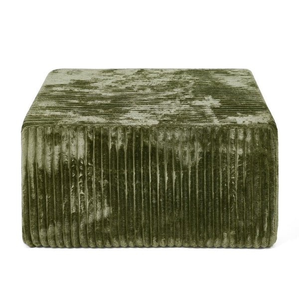 English Elm Square Corduroy Modular Ottoman Cube Ribbed Upholstered Footrest for Living Rooms Green W487P496385