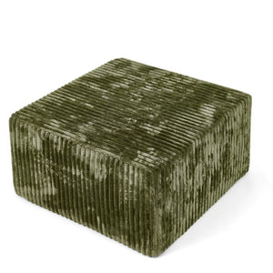 English Elm Square Corduroy Modular Ottoman Cube Ribbed Upholstered Footrest for Living Rooms Green W487P496385