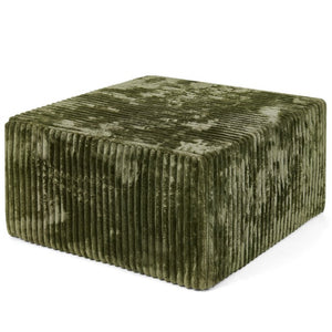 English Elm Square Corduroy Modular Ottoman Cube Ribbed Upholstered Footrest for Living Rooms Green W487P496385