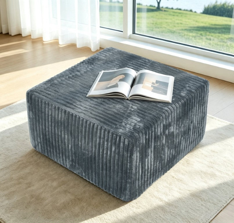English Elm Square Corduroy Upholstered Modular Ottoman Cube for Living Room Accent Seating W487P496386