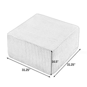English Elm Square Corduroy Upholstered Modular Ottoman Cube for Living Room Accent Seating W487P496386
