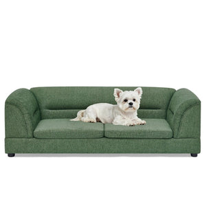 English Elm Oversized Pet Sofa with Curved Armrests Linen Upholstery for Large Dogs and Cats Olive Green W487P497599