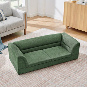 English Elm Oversized Pet Sofa with Curved Armrests Linen Upholstery for Large Dogs and Cats Olive Green W487P497599