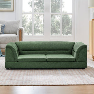 English Elm Oversized Pet Sofa with Curved Armrests Linen Upholstery for Large Dogs and Cats Olive Green W487P497599