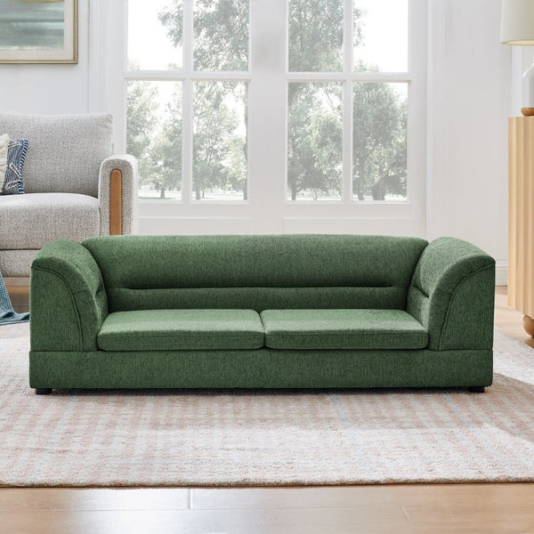 English Elm Oversized Pet Sofa with Curved Armrests Linen Upholstery for Large Dogs and Cats Olive Green W487P497599