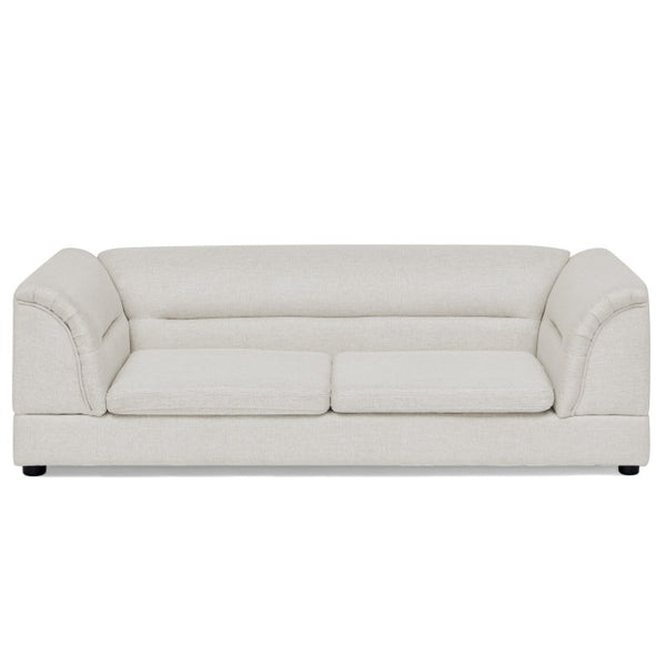 English Elm Oversized Pet Sofa with Curved Armrests Linen Upholstery for Large Dogs and Cats Beige W487P497600