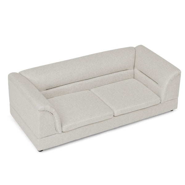English Elm Oversized Pet Sofa with Curved Armrests Linen Upholstery for Large Dogs and Cats Beige W487P497600