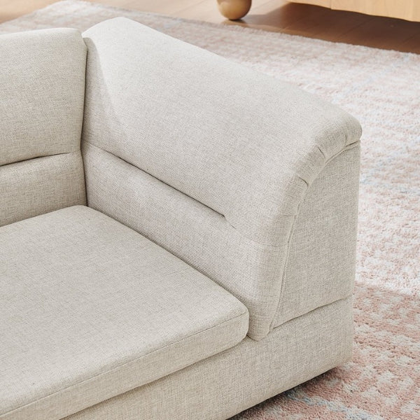 English Elm Oversized Pet Sofa with Curved Armrests Linen Upholstery for Large Dogs and Cats Beige W487P497600