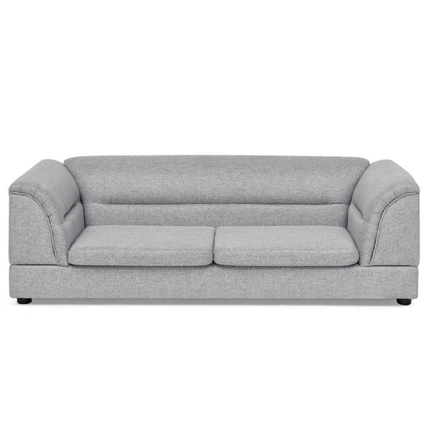 English Elm Oversized Pet Sofa with Curved Armrests Linen Upholstery for Large Dogs and Cats Light Grey W487P497601