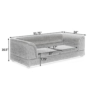 English Elm Oversized Pet Sofa with Curved Armrests Linen Upholstery for Large Dogs and Cats Light Grey W487P497601