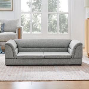 English Elm Oversized Pet Sofa with Curved Armrests Linen Upholstery for Large Dogs and Cats Light Grey W487P497601