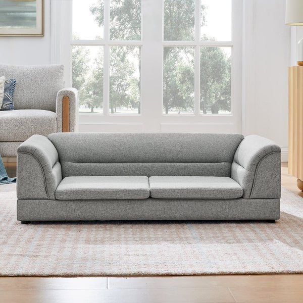 English Elm Oversized Pet Sofa with Curved Armrests Linen Upholstery for Large Dogs and Cats Light Grey W487P497601