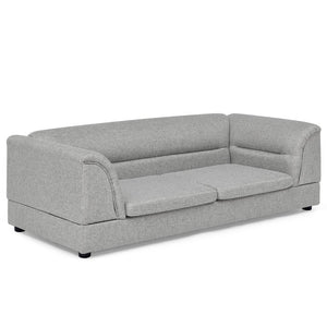 English Elm Oversized Pet Sofa with Curved Armrests Linen Upholstery for Large Dogs and Cats Light Grey W487P497601