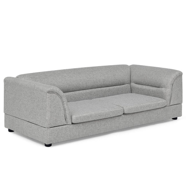 English Elm Oversized Pet Sofa with Curved Armrests Linen Upholstery for Large Dogs and Cats Light Grey W487P497601