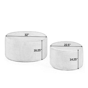 English Elm Set of 2 Cylindrical Upholstered Poufs Modern Round Floor Ottoman for Living Room Black W487P524748