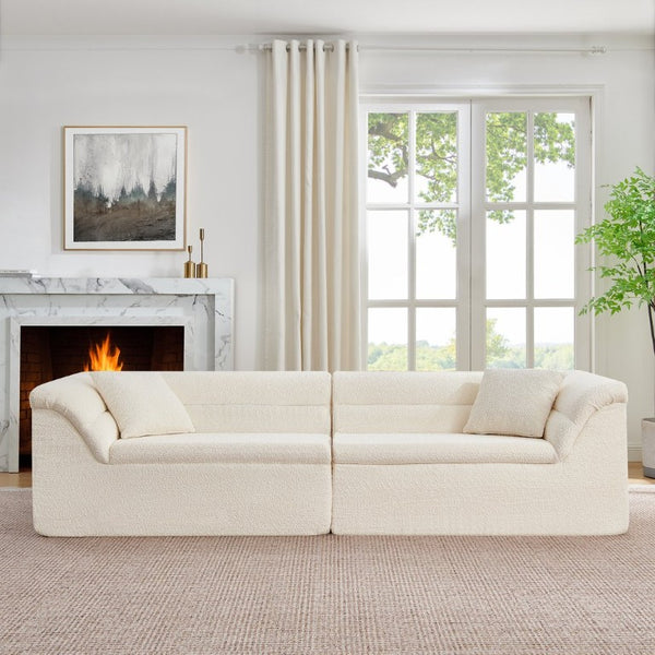 English Elm U Shaped Modular Sectional with Corduroy Terrycloth Upholstery for Flexible Living Spaces Beige W487P527061
