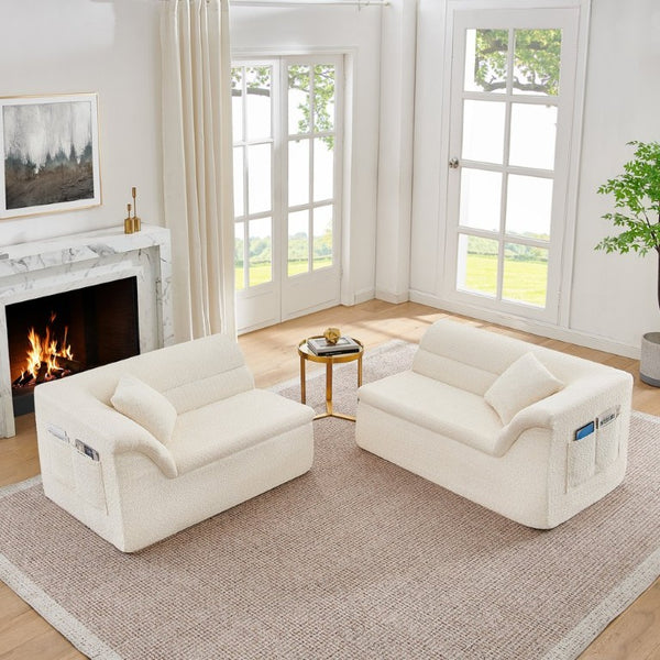 English Elm U Shaped Modular Sectional with Corduroy Terrycloth Upholstery for Flexible Living Spaces Beige W487P527061