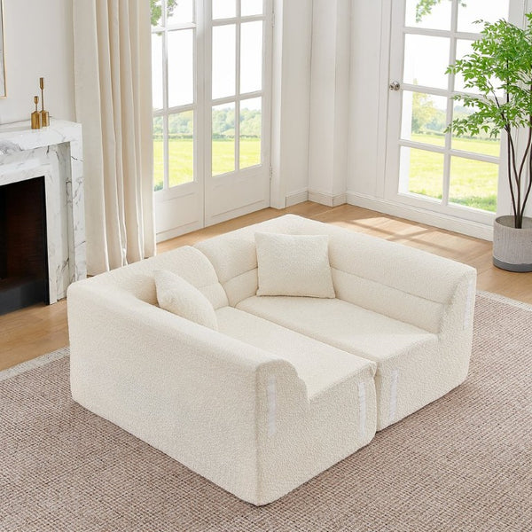 English Elm U Shaped Modular Sectional with Corduroy Terrycloth Upholstery for Flexible Living Spaces Beige W487P527061
