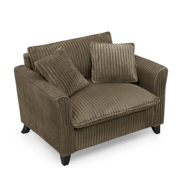 English Elm Lazy Corduroy Tufted Lounge Chair Solid Wood Frame Ergonomic Seat for Living Room Brown W487P531840
