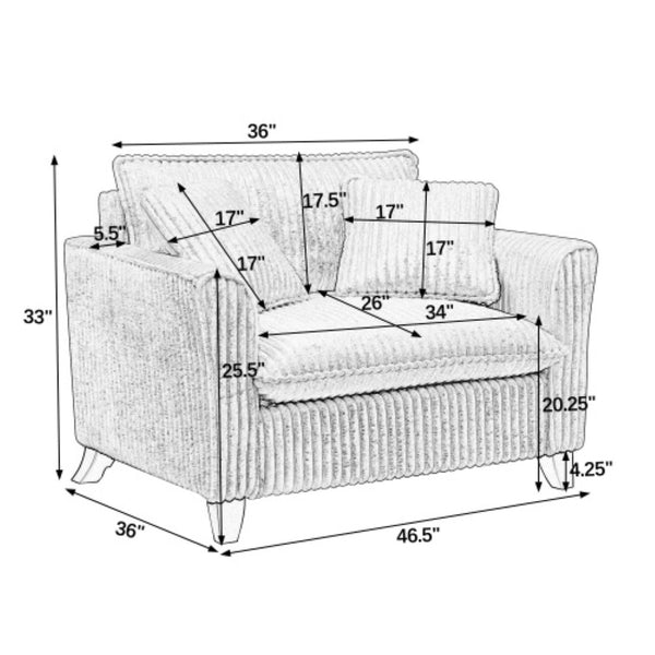 English Elm Lazy Corduroy Tufted Lounge Chair Solid Wood Frame Ergonomic Seat for Living Room Brown W487P531840