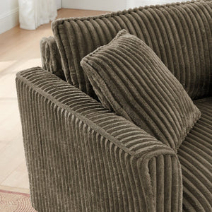English Elm Lazy Corduroy Tufted Lounge Chair Solid Wood Frame Ergonomic Seat for Living Room Brown W487P531840