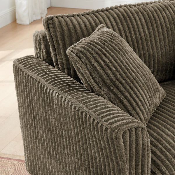 English Elm Lazy Corduroy Tufted Lounge Chair Solid Wood Frame Ergonomic Seat for Living Room Brown W487P531840