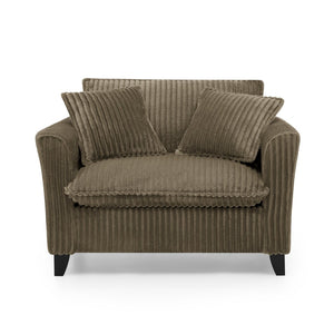 English Elm Lazy Corduroy Tufted Lounge Chair Solid Wood Frame Ergonomic Seat for Living Room Brown W487P531840