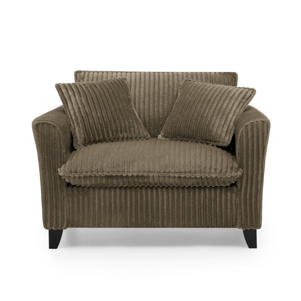 English Elm Lazy Corduroy Tufted Lounge Chair Solid Wood Frame Ergonomic Seat for Living Room Brown W487P531840