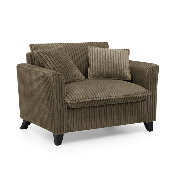 English Elm Lazy Corduroy Tufted Lounge Chair Solid Wood Frame Ergonomic Seat for Living Room Brown W487P531840