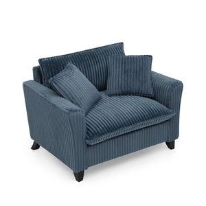 English Elm Lazy Corduroy Tufted Lounge Chair Solid Wood Frame Ergonomic Seat for Living Room Blue W487P531841
