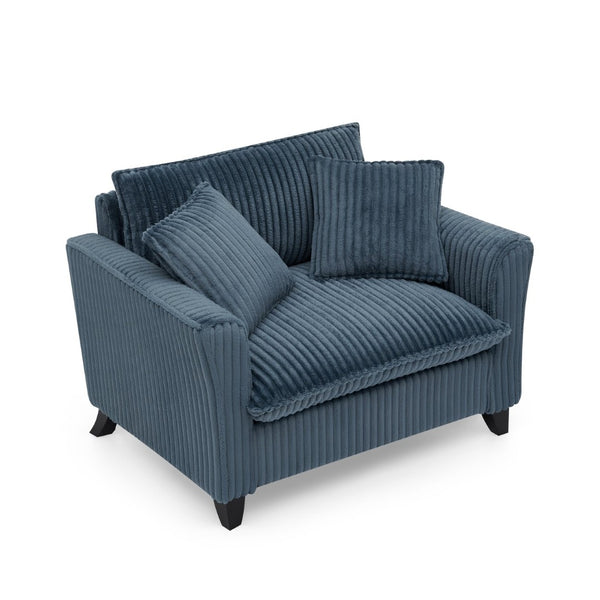 English Elm Lazy Corduroy Tufted Lounge Chair Solid Wood Frame Ergonomic Seat for Living Room Blue W487P531841
