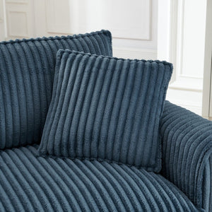 English Elm Lazy Corduroy Tufted Lounge Chair Solid Wood Frame Ergonomic Seat for Living Room Blue W487P531841