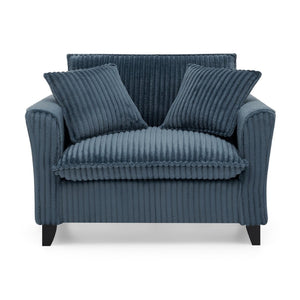 English Elm Lazy Corduroy Tufted Lounge Chair Solid Wood Frame Ergonomic Seat for Living Room Blue W487P531841
