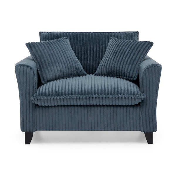 English Elm Lazy Corduroy Tufted Lounge Chair Solid Wood Frame Ergonomic Seat for Living Room Blue W487P531841