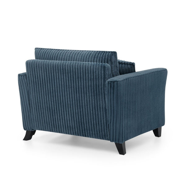English Elm Lazy Corduroy Tufted Lounge Chair Solid Wood Frame Ergonomic Seat for Living Room Blue W487P531841